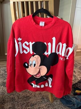 Disney Red Mickey Mouse Sweatshirt with White Logo